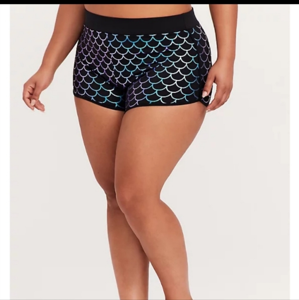Torrid Mermaid Scale Iridescent Dolphin Hem Swim Shorts Bikini Bottom